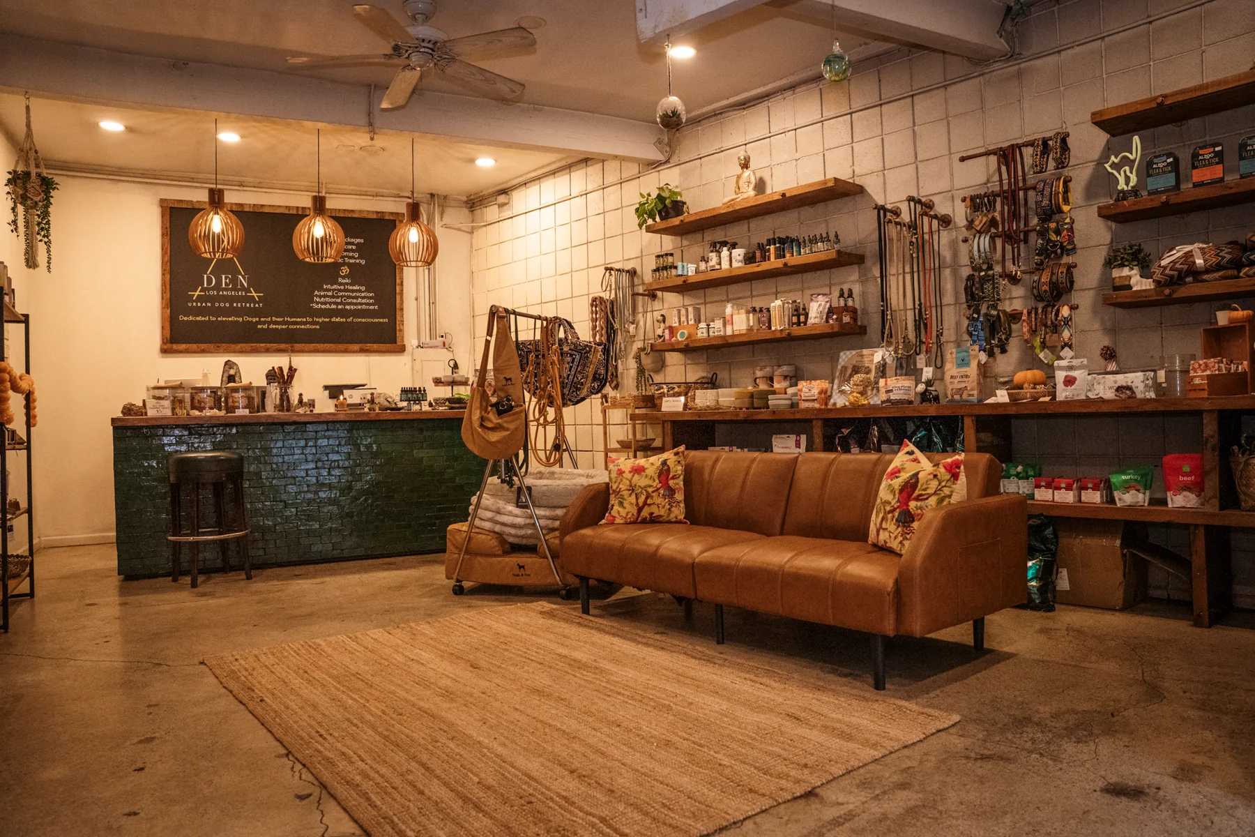 DEN Urban Dog Retreat wellness boutique and pet shop in Northeast Los Angeles with curated dog treats, accessories, enrichment toys and wellness products